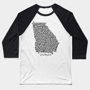 Georgia State Outline Maze & Labyrinth Baseball T-Shirt